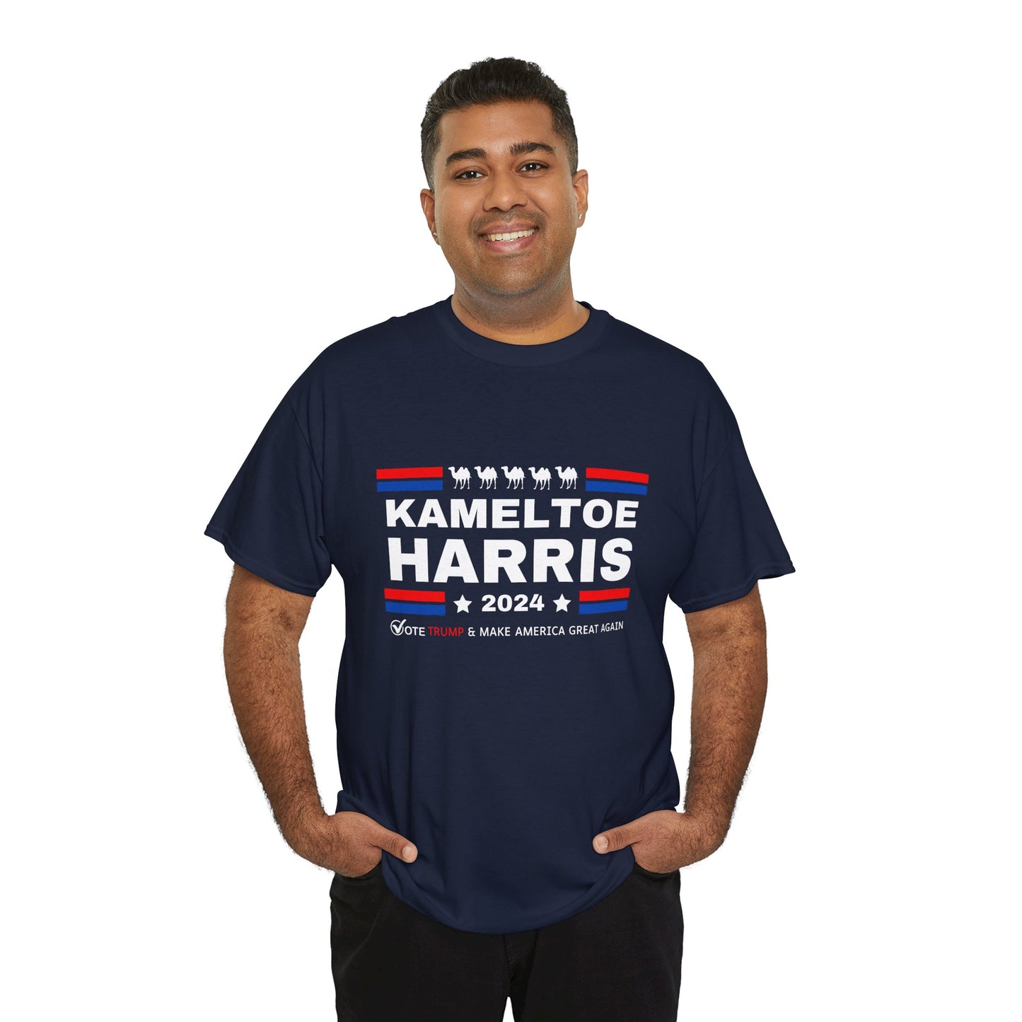 Kameltoe Harris 2024 - Vote Trump - Premium Dark Gildan T Shirt