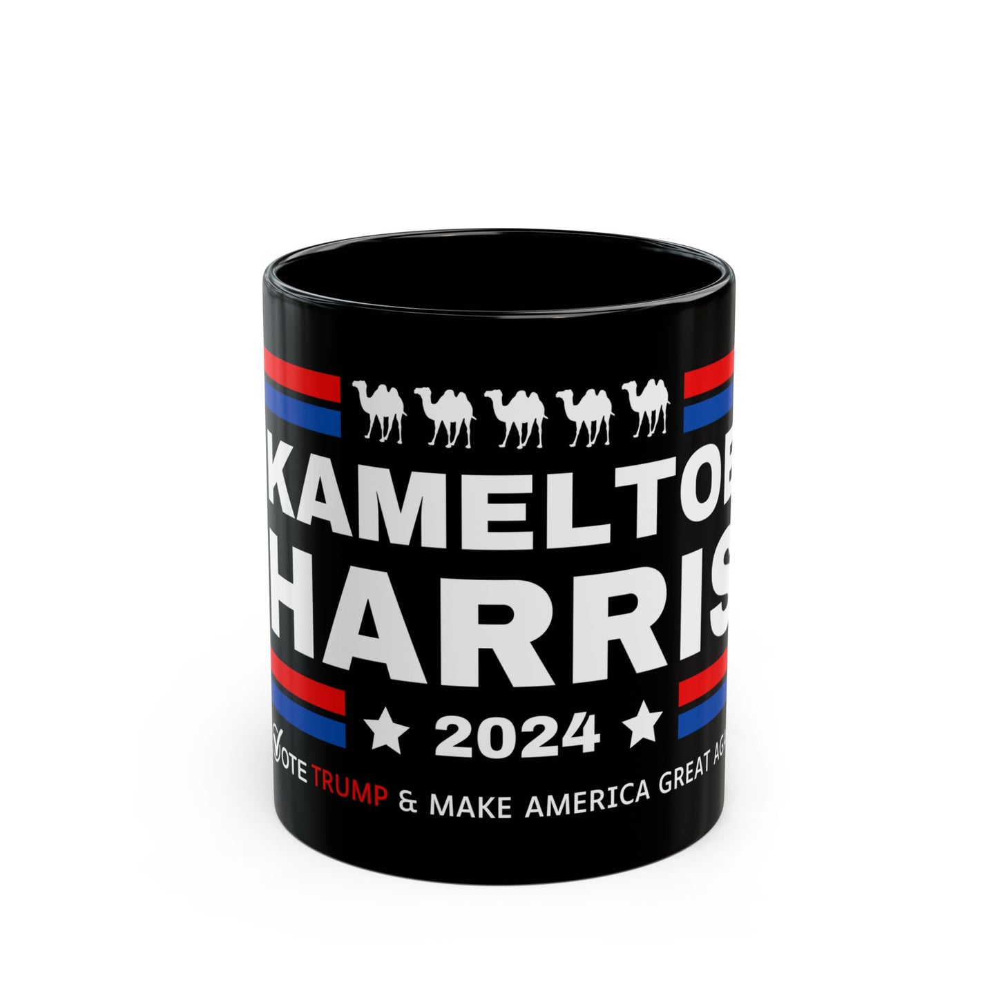 Kameltoe Harris 2024 - Vote Trump Black Mug (11oz, 15oz)