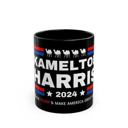 Kameltoe Harris 2024 - Vote Trump Black Mug (11oz, 15oz)