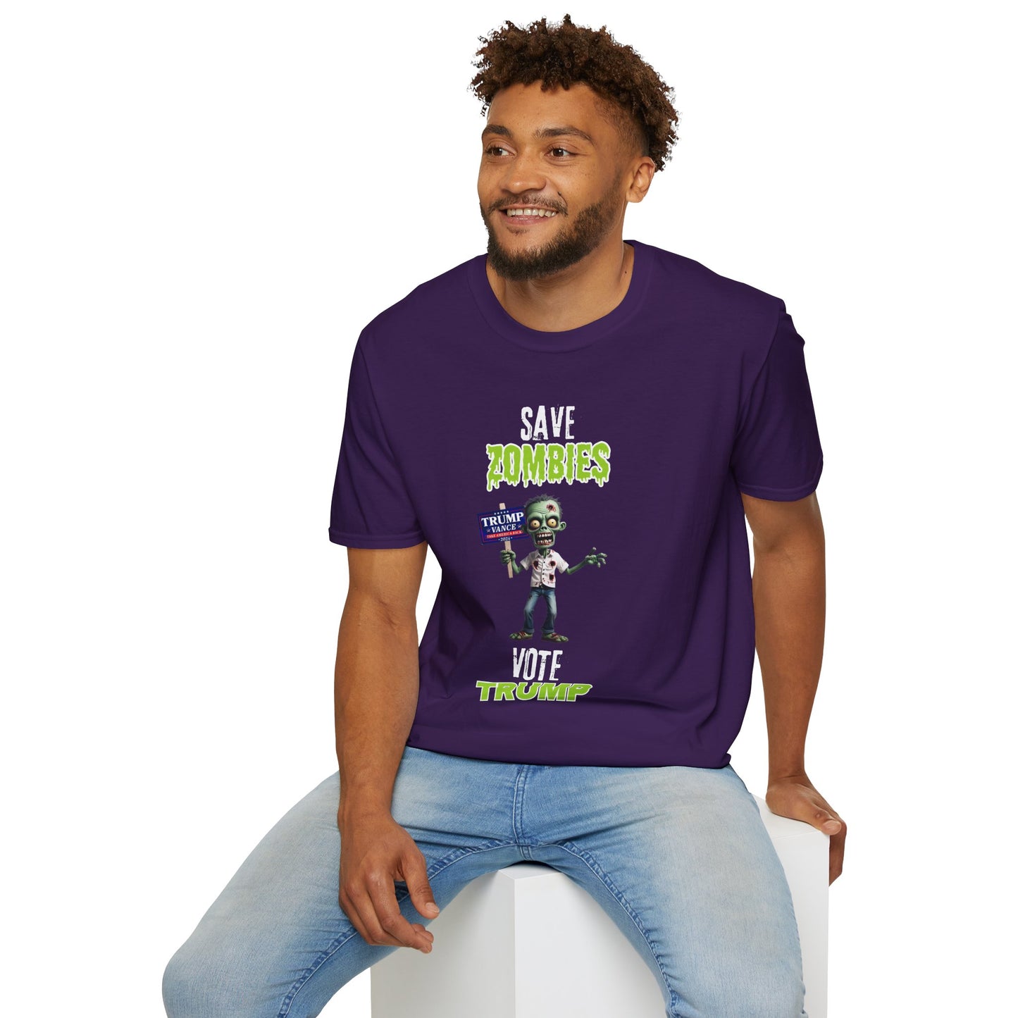 Save Zombies, Vote Trump – Halloween & Election Crossover Zombie Softstyle T-Shirt