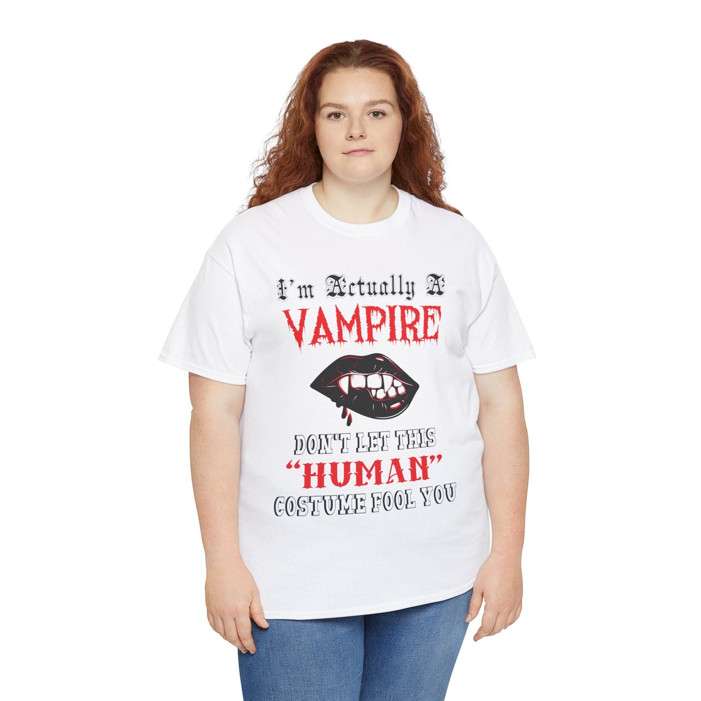 I'm Actually a Vampire Halloween Gildan T-Shirt | Funny Vampire Costume Tee