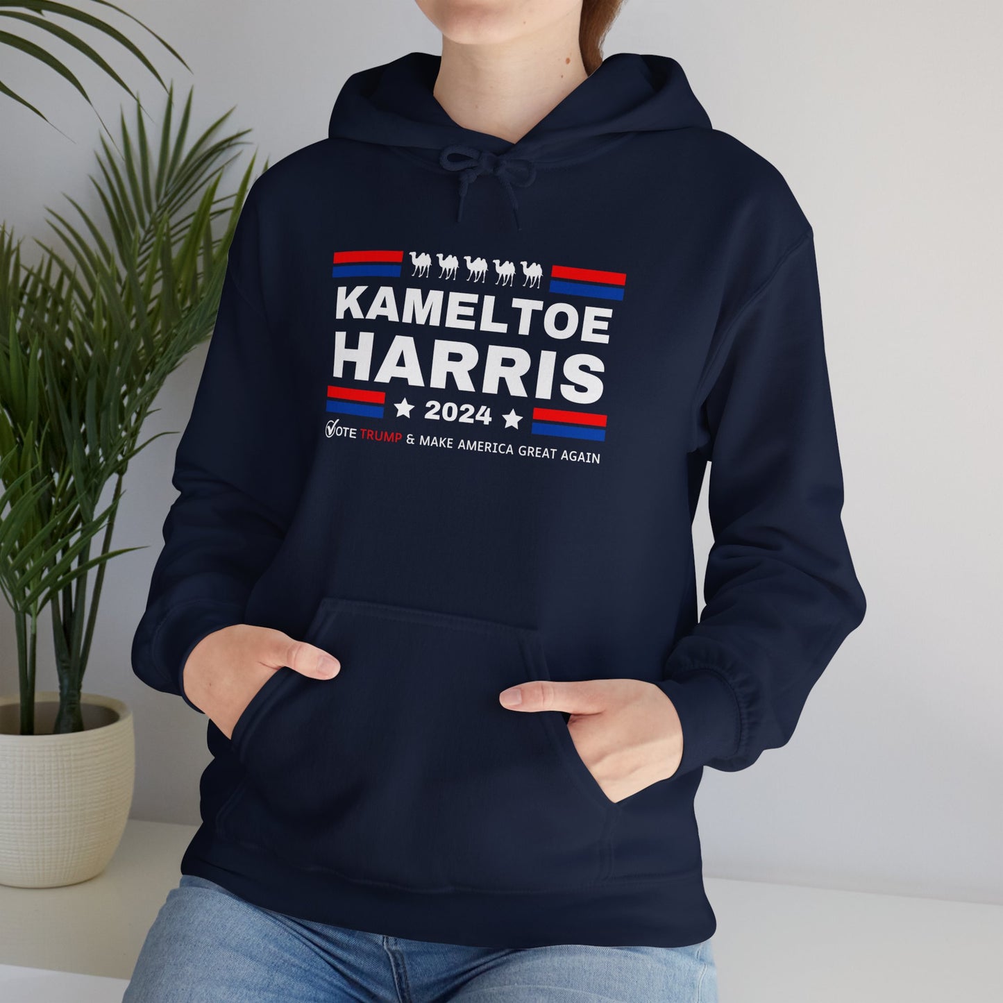 Kameltoe Harris 2024 - Vote Trump Dark Gildan Unisex Hoodie