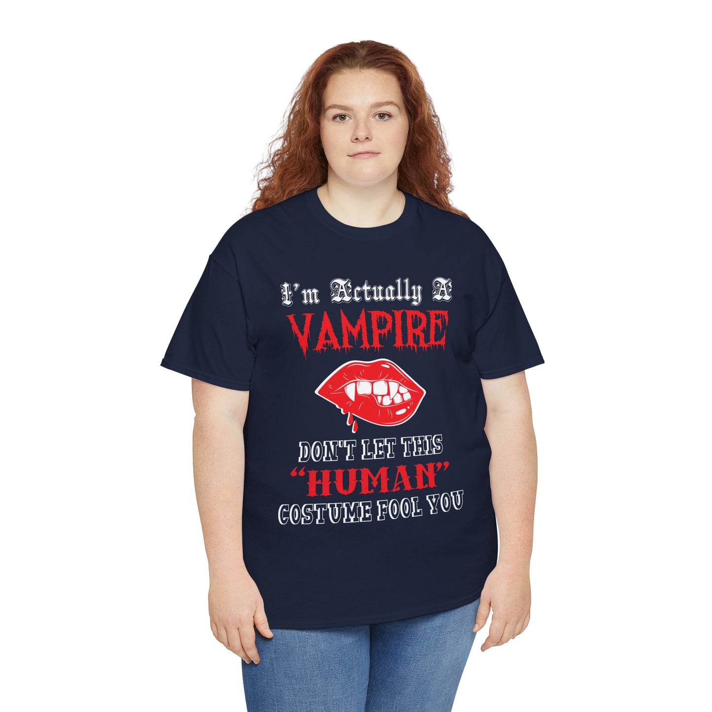 I'm Actually a Vampire Halloween Gildan T-Shirt | Funny Vampire Costume Tee