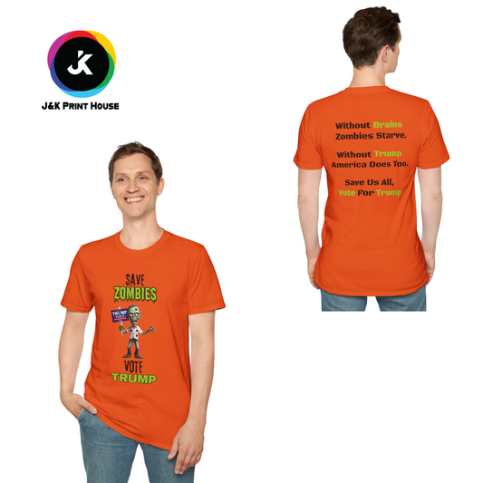 Save Zombies, Vote Trump – Halloween & Election Crossover Zombie Softstyle T-Shirt
