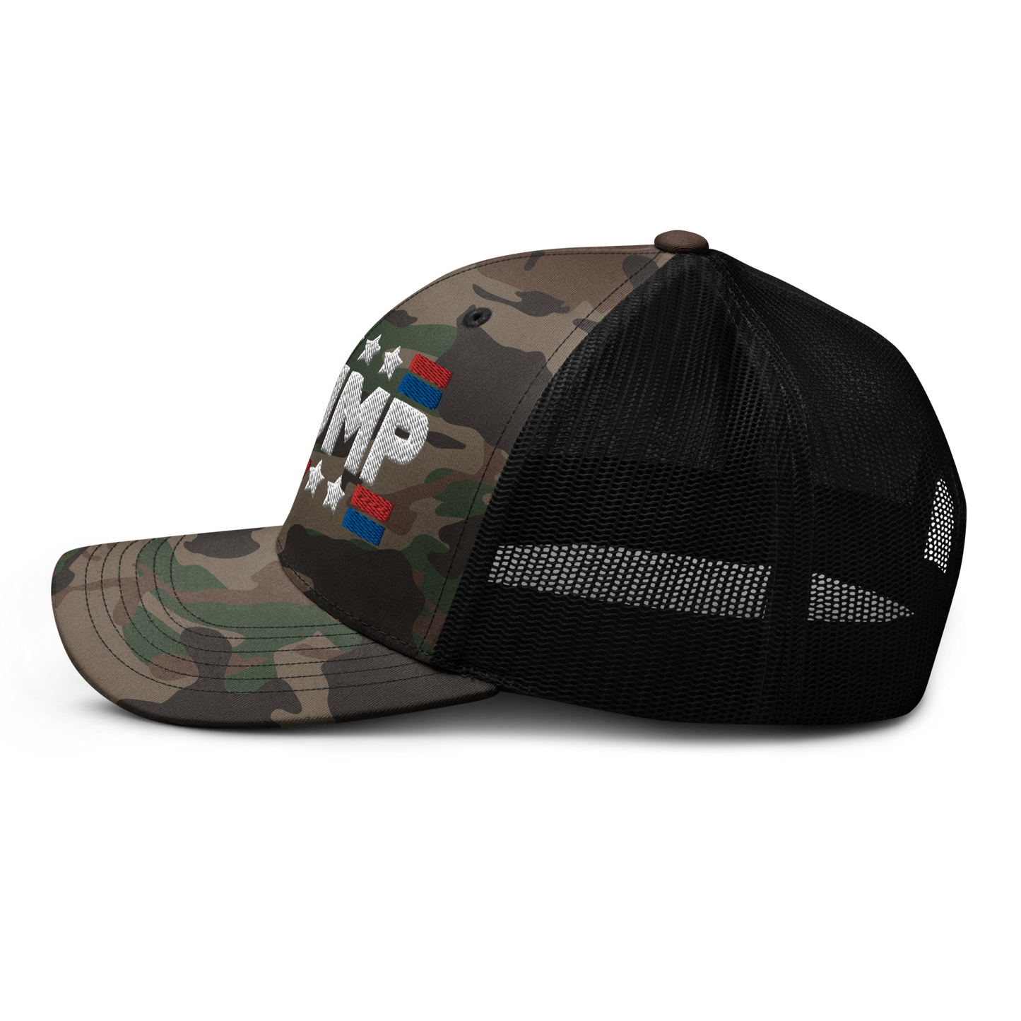 Trump 47 Camo Trucker Hat | Otto Black/Brown Camouflage Snapback