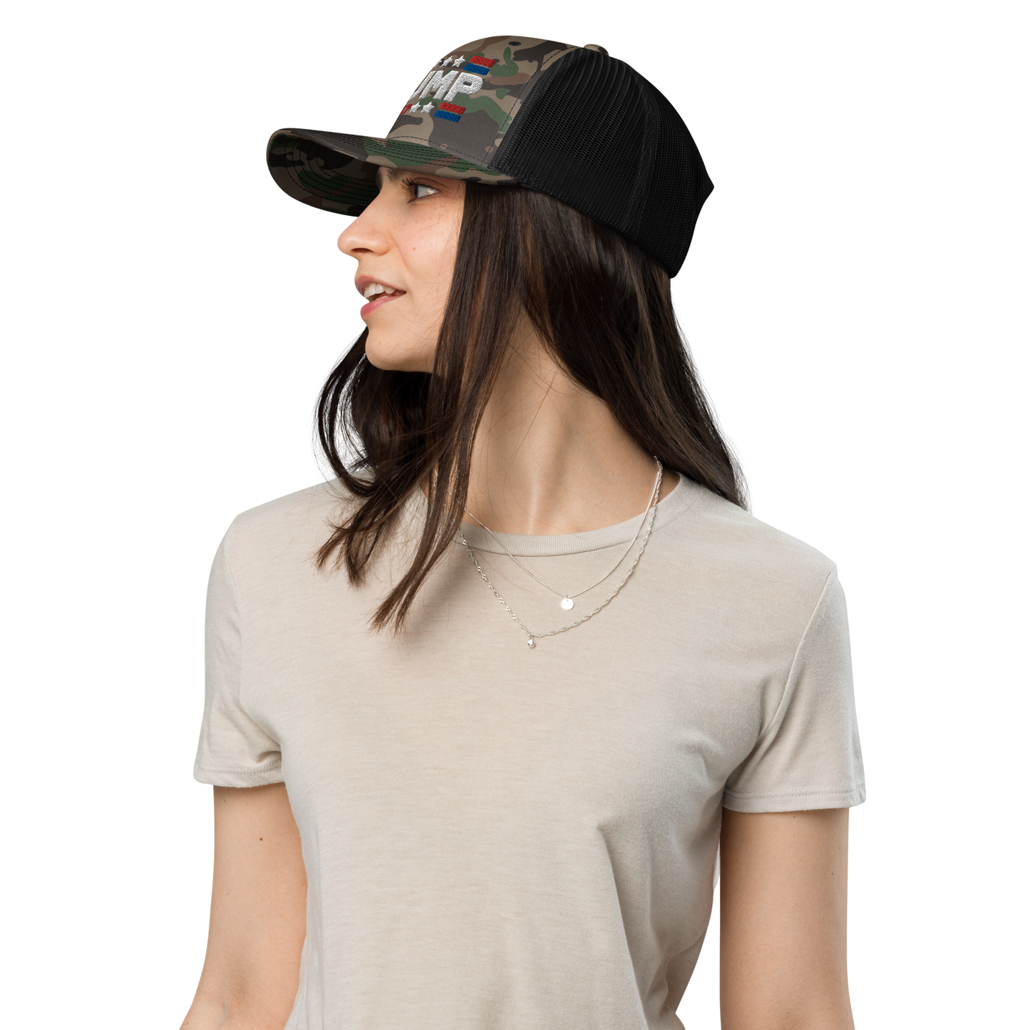 Trump 47 Camo Trucker Hat | Otto Black/Brown Camouflage Snapback