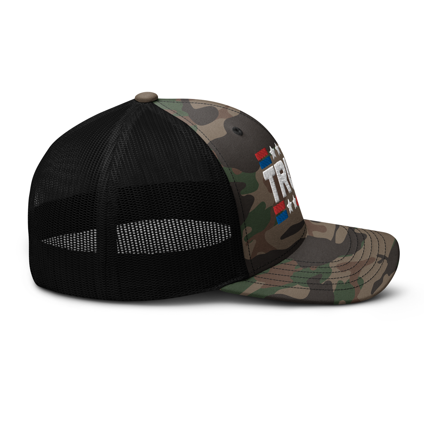 Trump 47 Camo Trucker Hat | Otto Black/Brown Camouflage Snapback