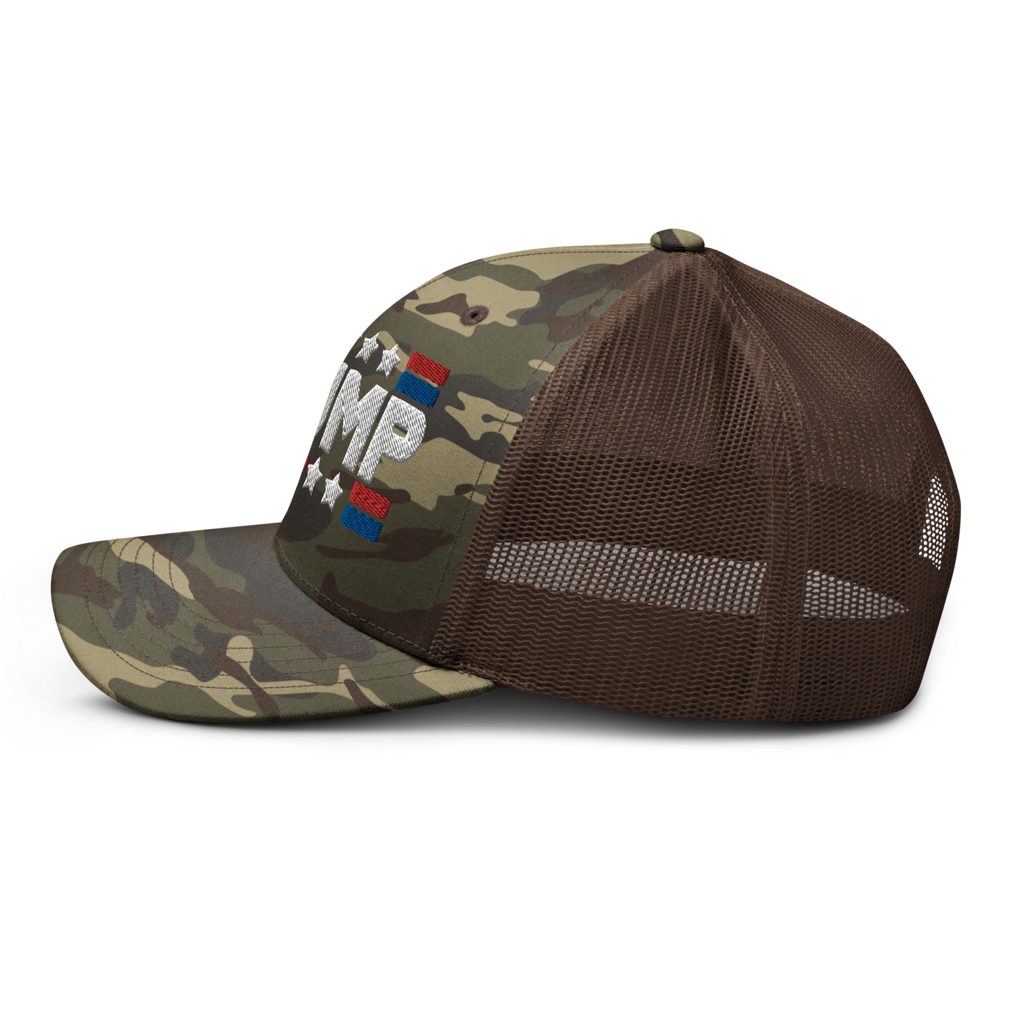 Trump 47 Camo Trucker Hat | Otto Black/Brown Camouflage Snapback