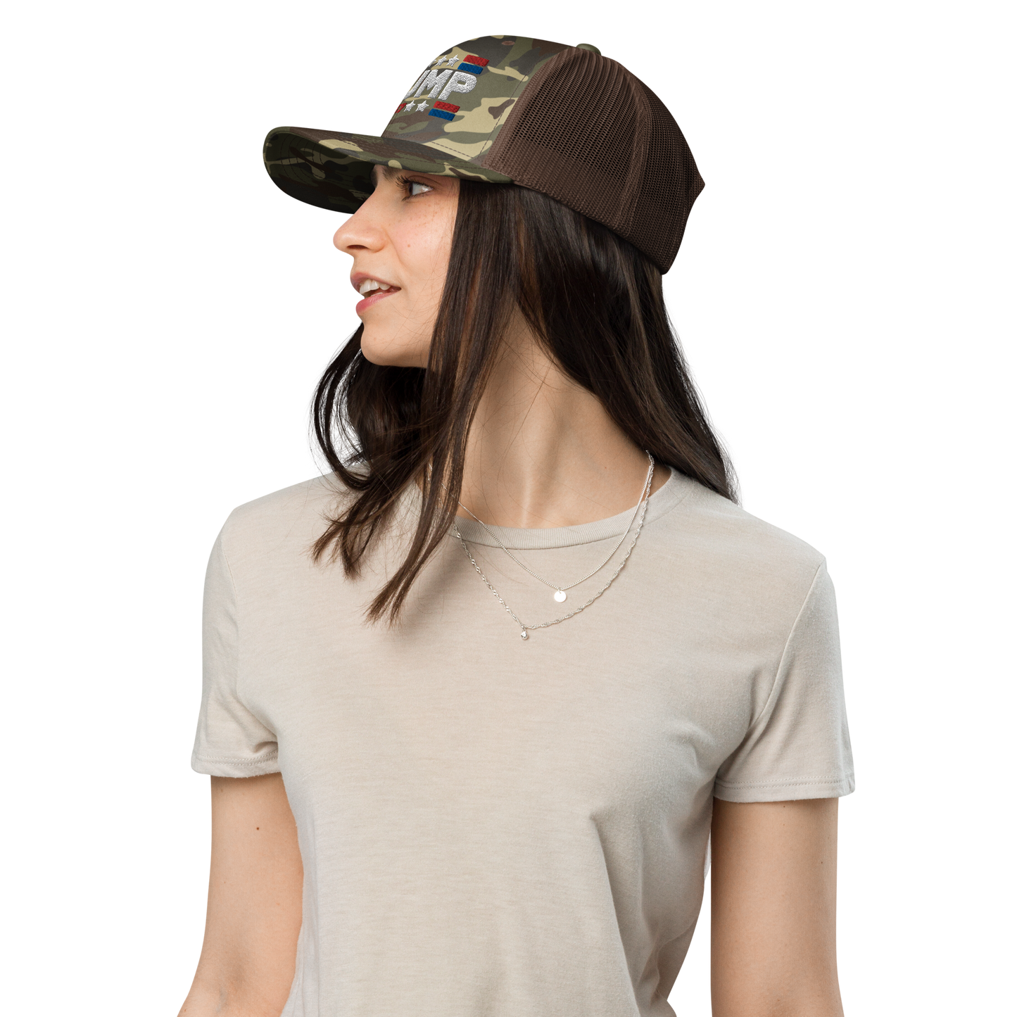 Trump 47 Camo Trucker Hat | Otto Black/Brown Camouflage Snapback
