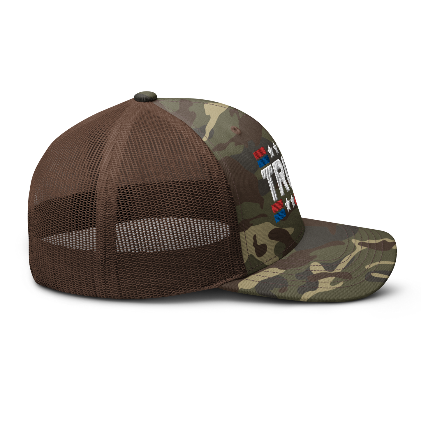 Trump 47 Camo Trucker Hat | Otto Black/Brown Camouflage Snapback