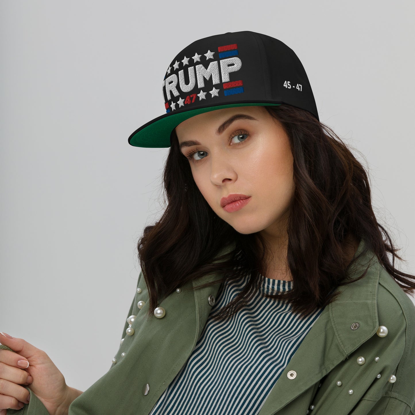 Trump 47 Dark Yupoong Flat Bill Hat | Pro Trump 2024 Election Cap