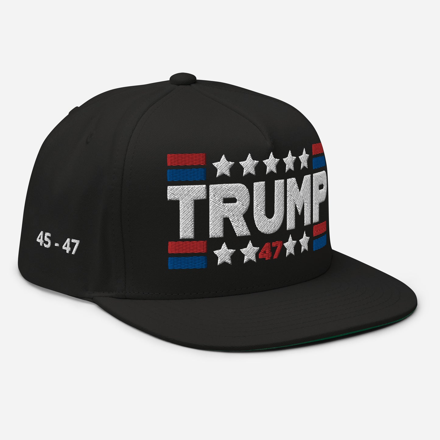Trump 47 Dark Yupoong Flat Bill Hat | Pro Trump 2024 Election Cap