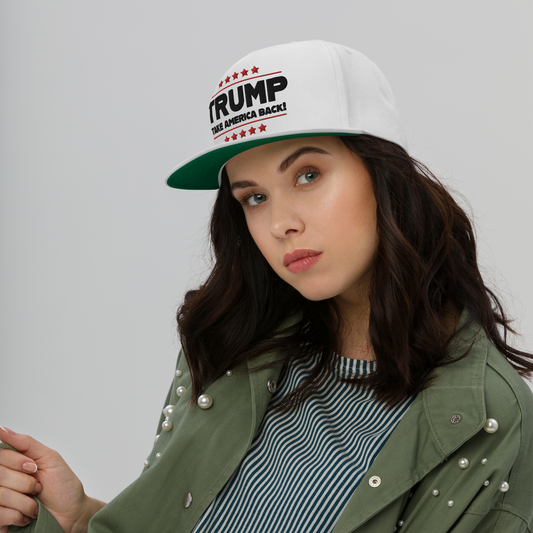 Trump Take America Back – Trump 2024 White Flat Bill Hat