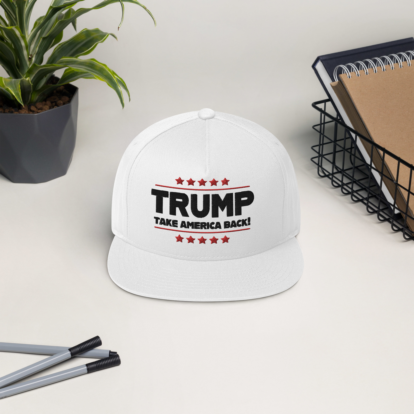 Trump Take America Back – Trump 2024 White Flat Bill Hat