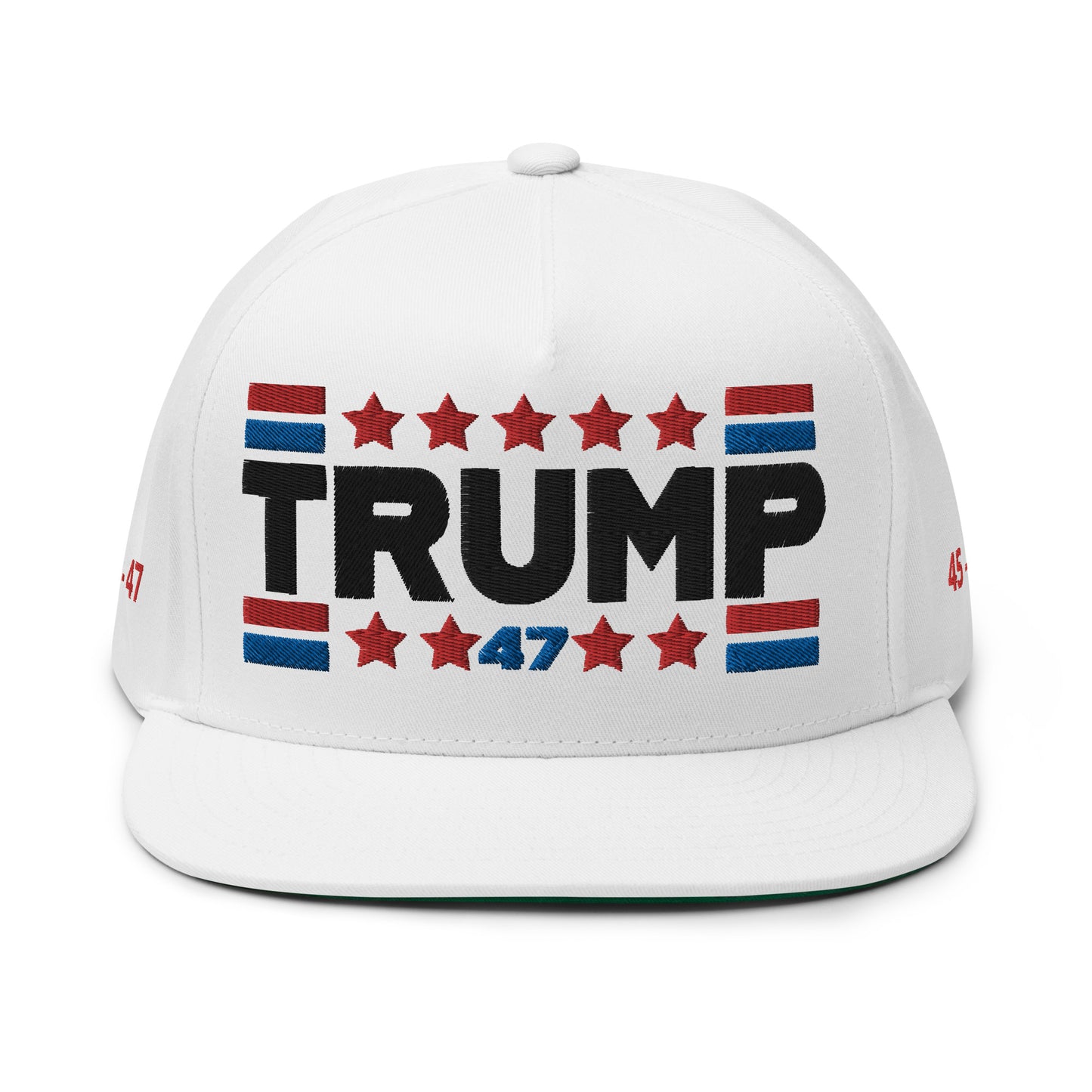 Trump 47 White Yupoong Flat Bill Hat | Pro Trump 2024 Election Cap