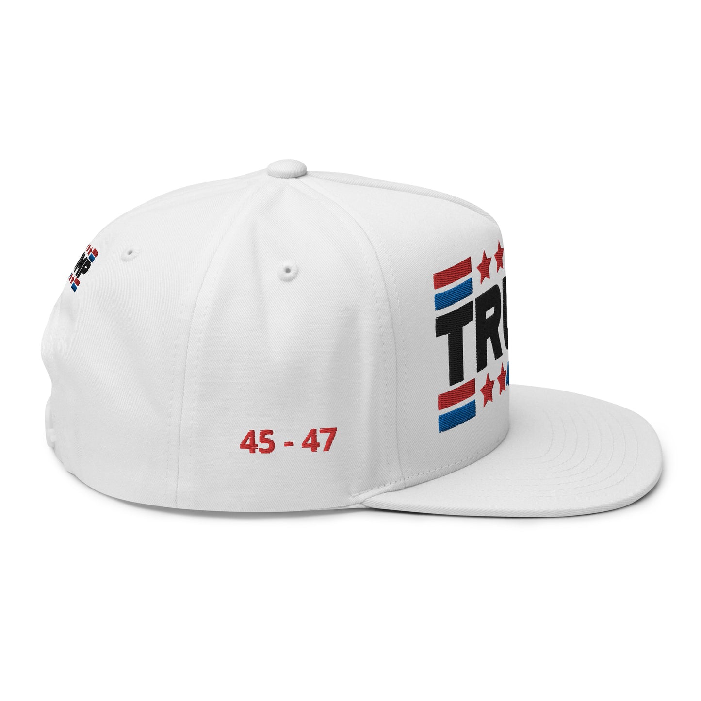 Trump 47 White Yupoong Flat Bill Hat | Pro Trump 2024 Election Cap