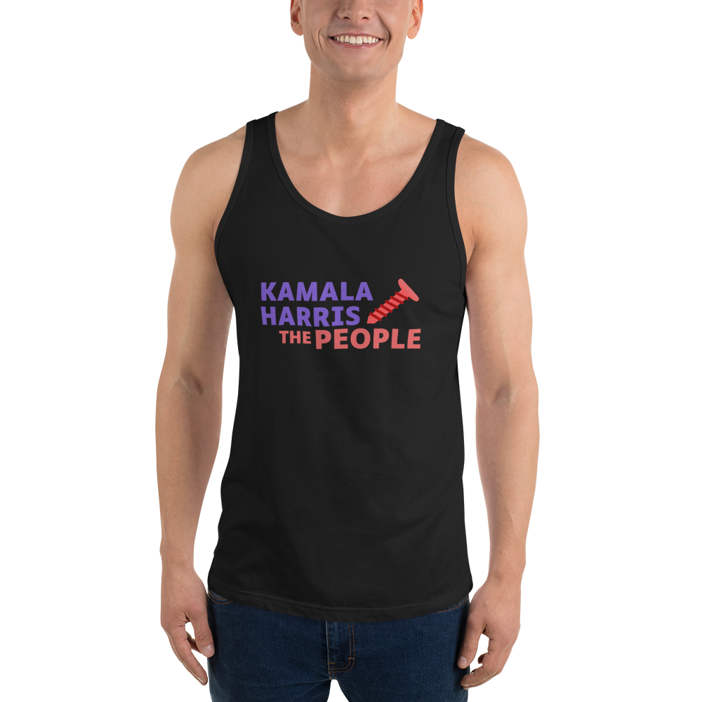 Kamala Harris “Screwing the People” Bella+Canvas Dark Tank Top