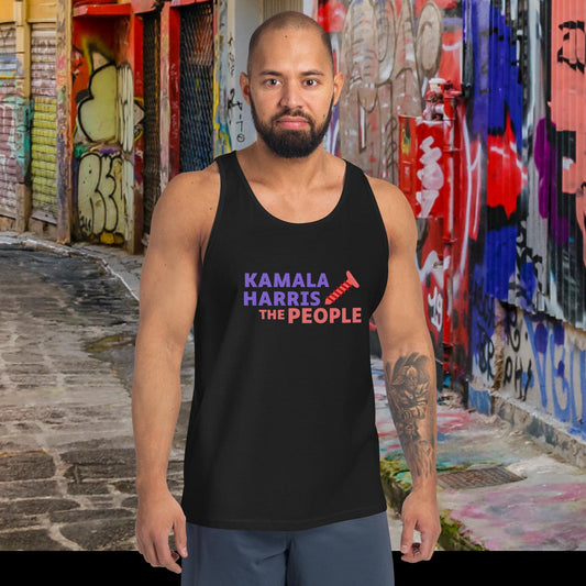 Kamala Harris “Screwing the People” Bella+Canvas Dark Tank Top