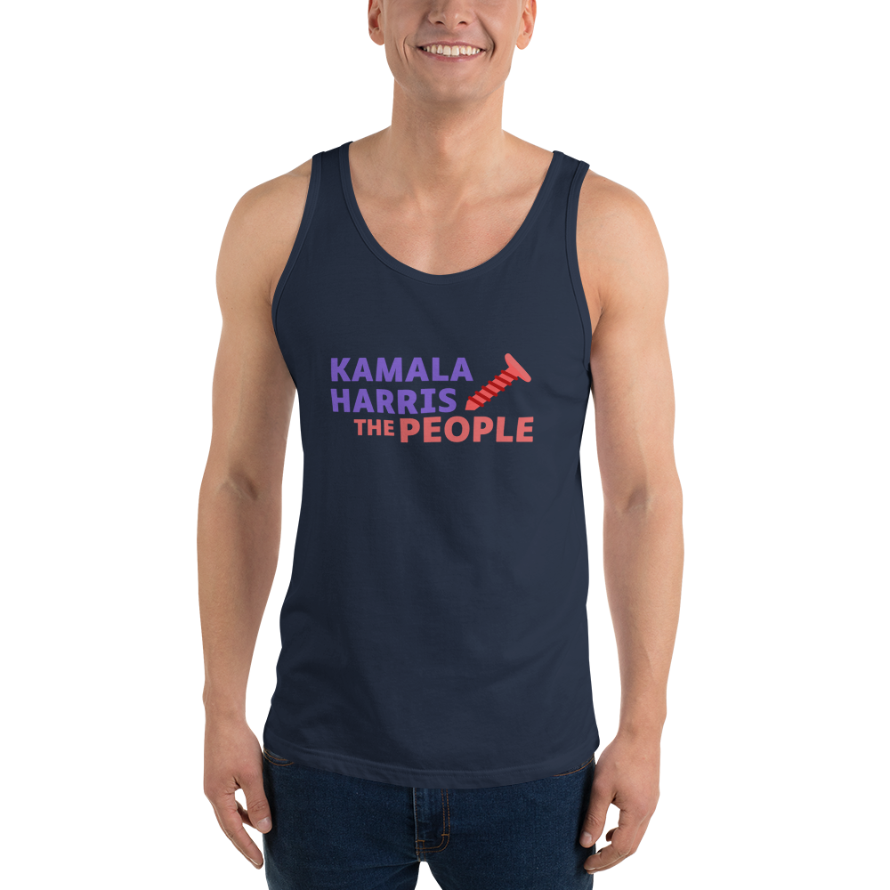 Kamala Harris “Screwing the People” Bella+Canvas Dark Tank Top
