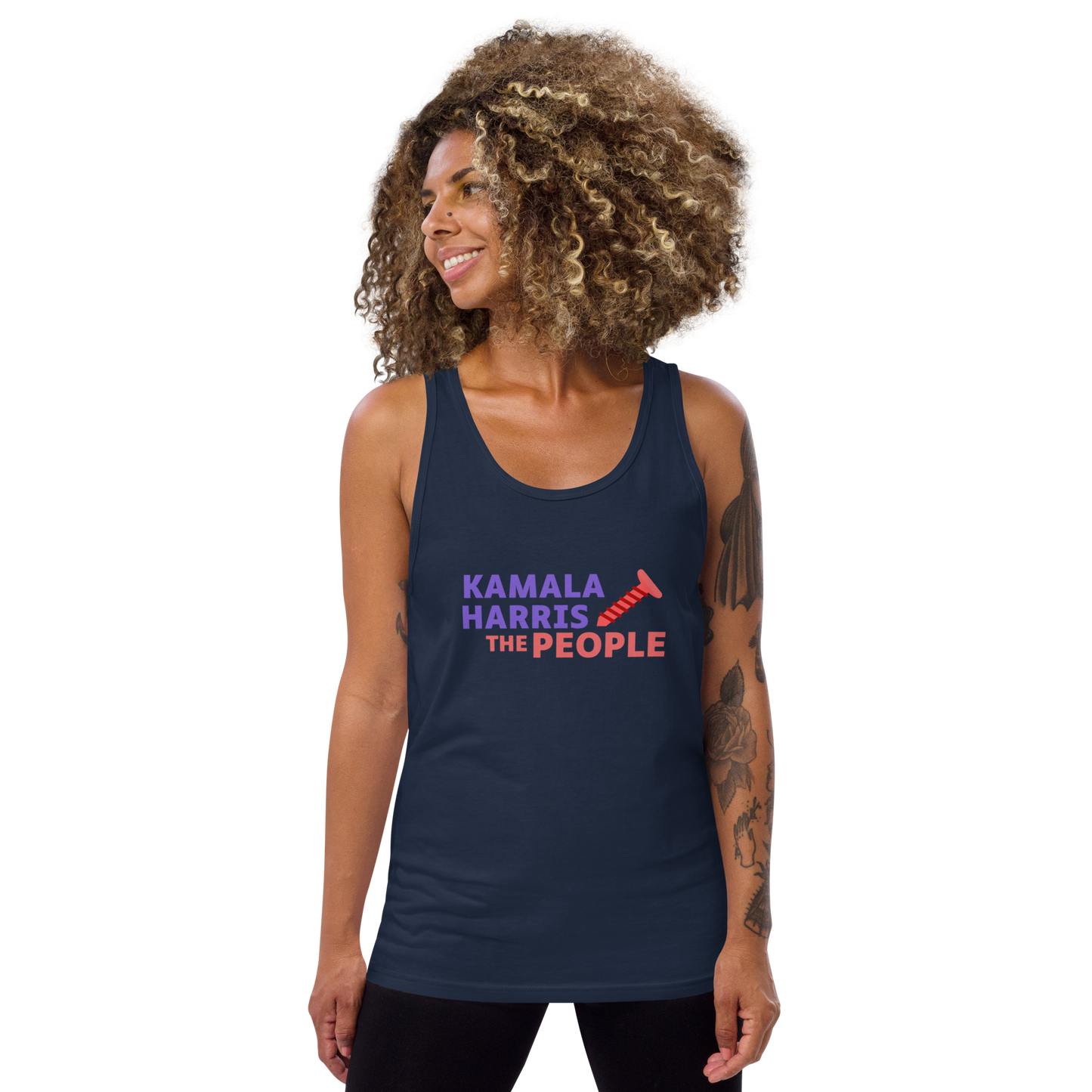 Kamala Harris “Screwing the People” Bella+Canvas Dark Tank Top
