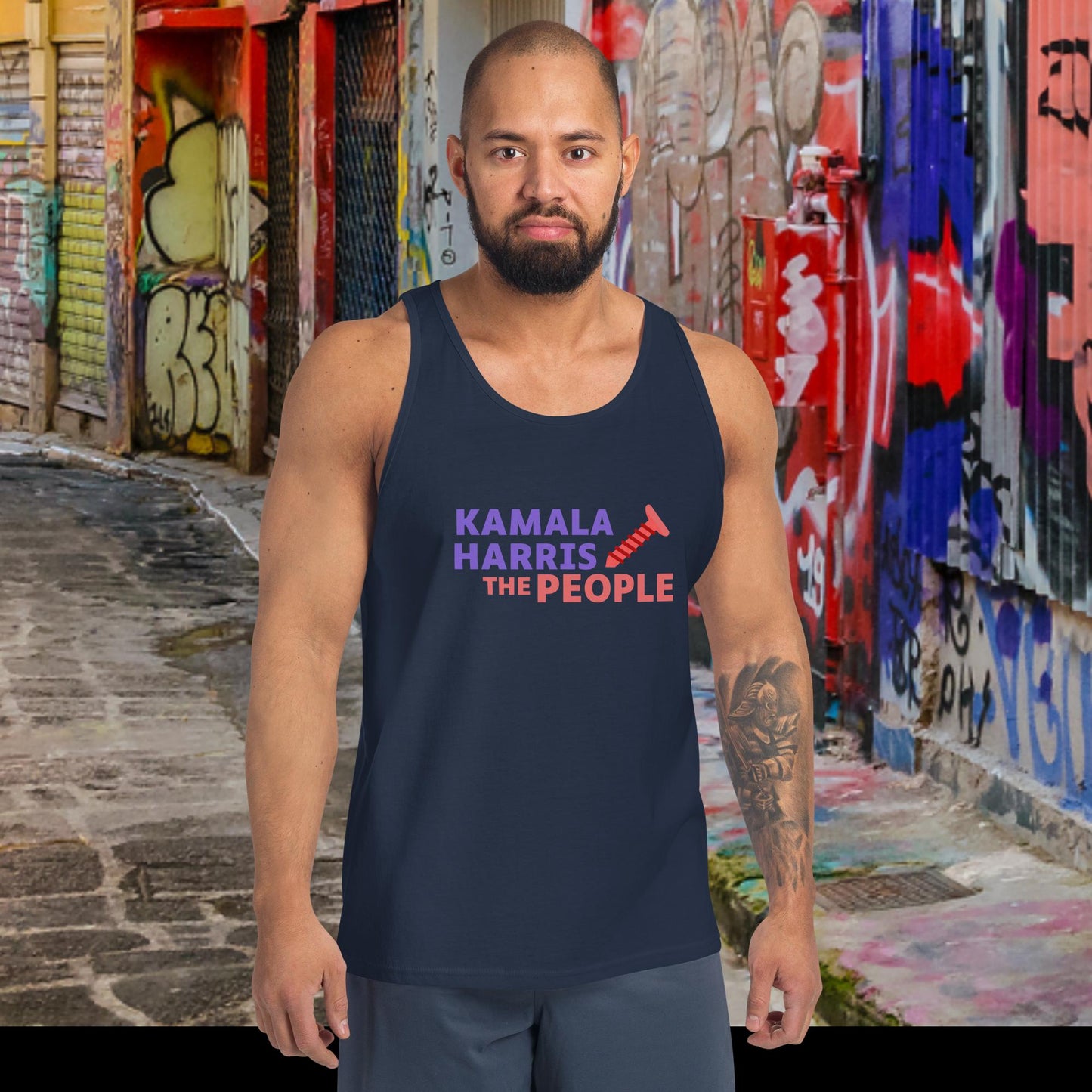 Kamala Harris “Screwing the People” Bella+Canvas Dark Tank Top