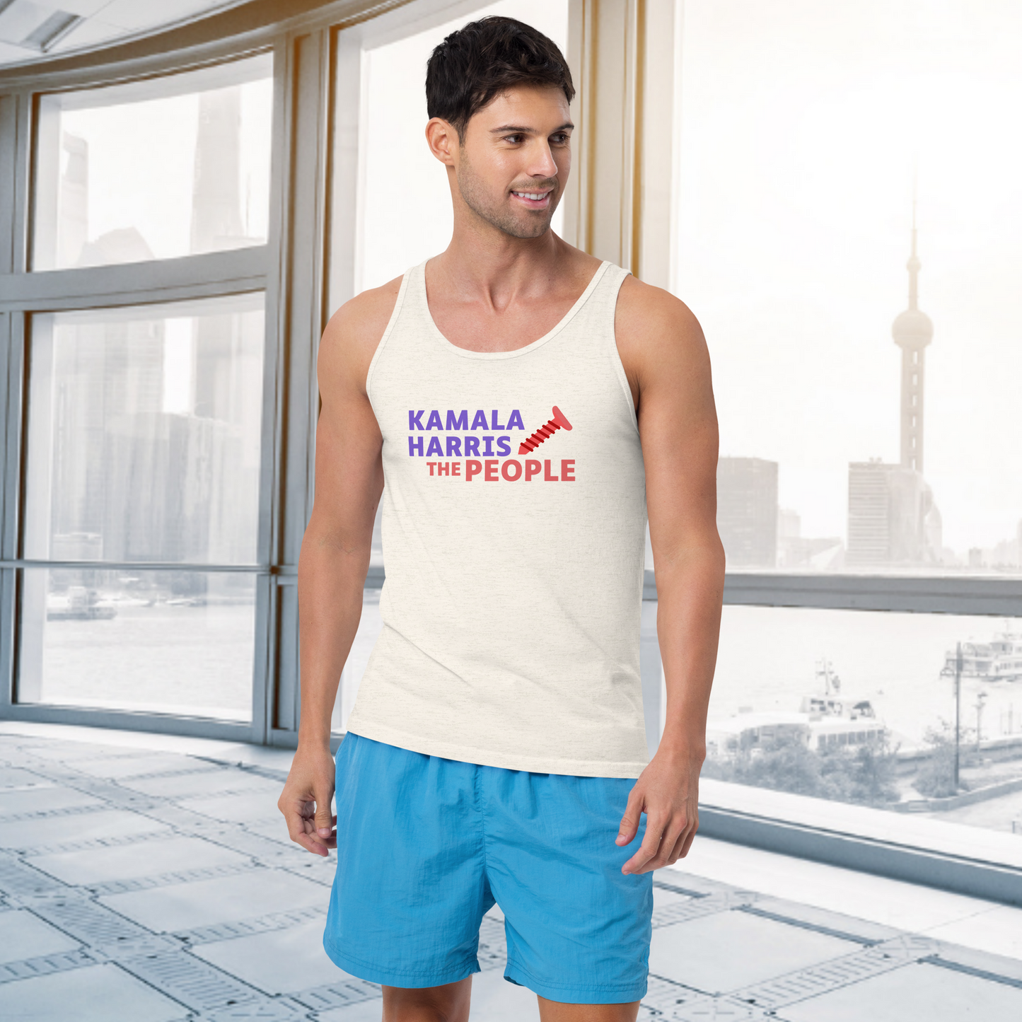 Kamala Harris “Screwing the People” Bella+Canvas Light Tank Top