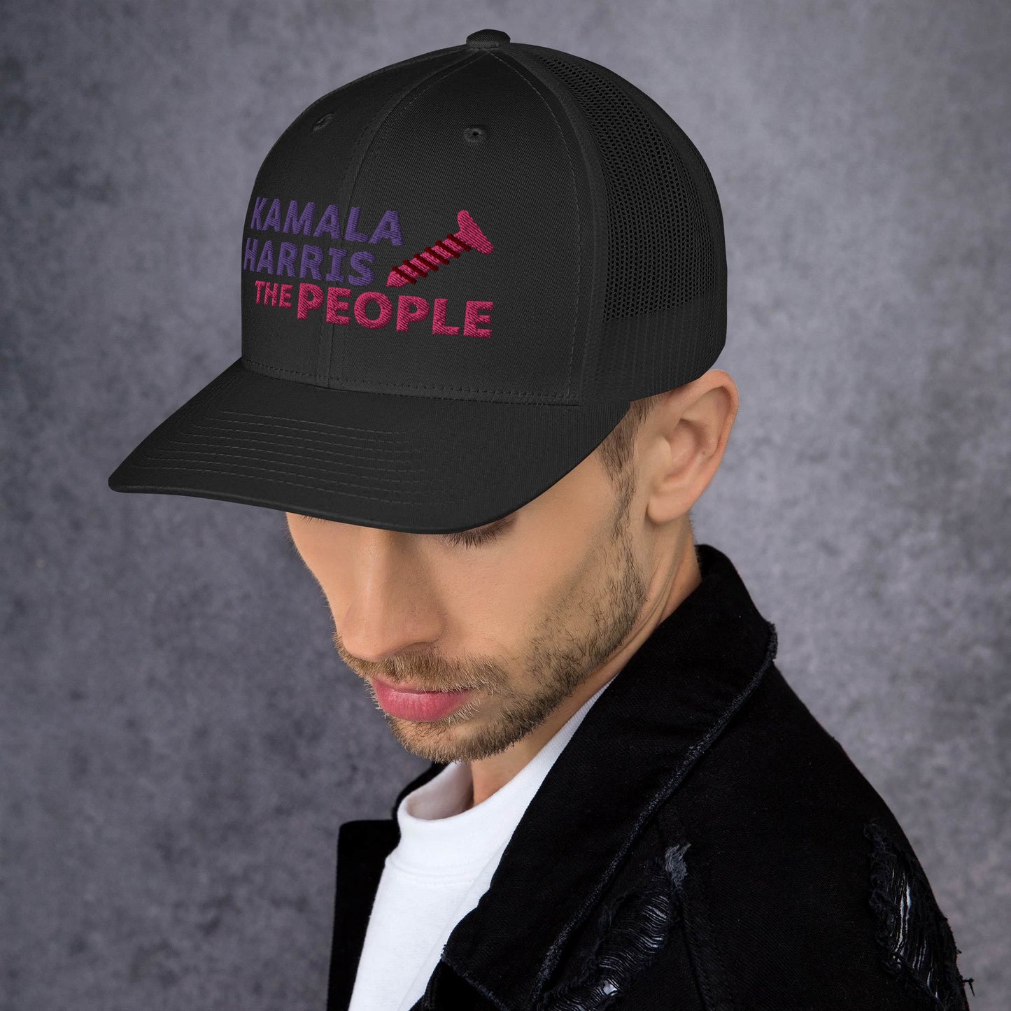 Kamala Harris "Screwing the People" Yupoong Retro Trucker Hat