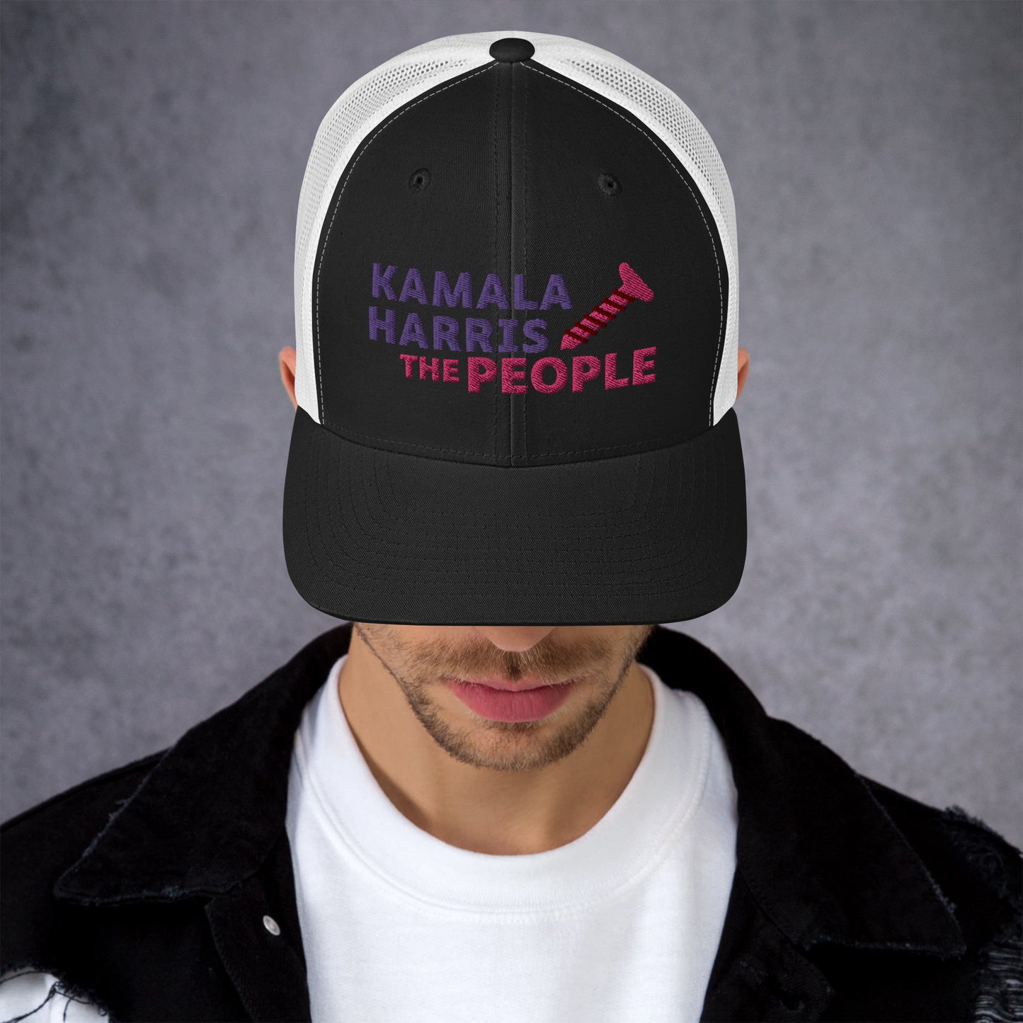 Kamala Harris "Screwing the People" Yupoong Retro Trucker Hat