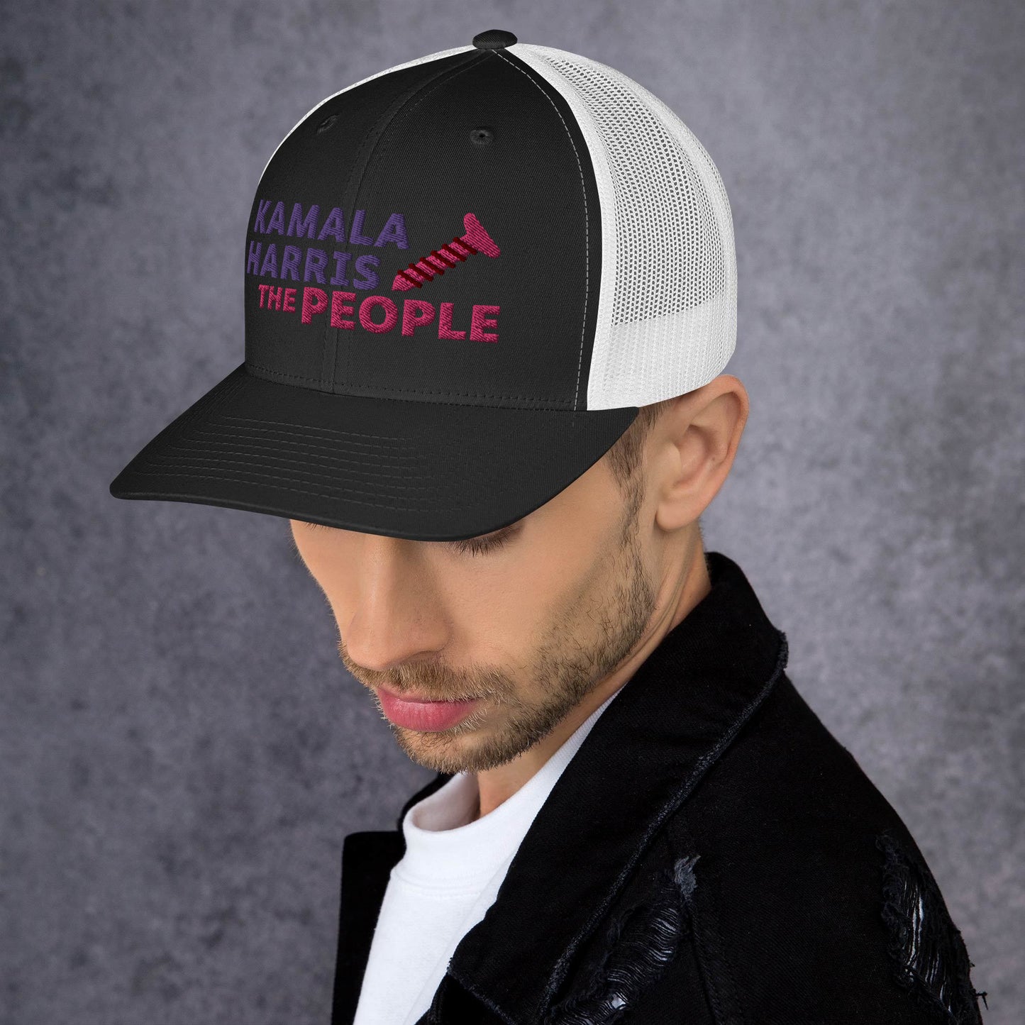 Kamala Harris "Screwing the People" Yupoong Retro Trucker Hat