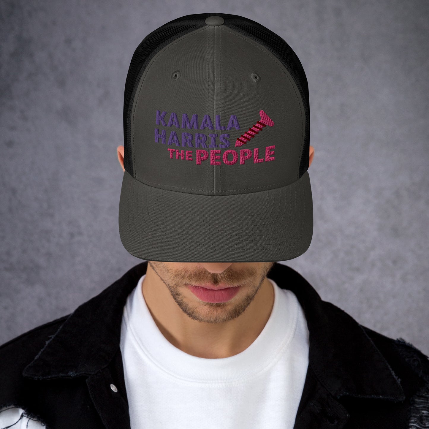 Kamala Harris "Screwing the People" Yupoong Retro Trucker Hat