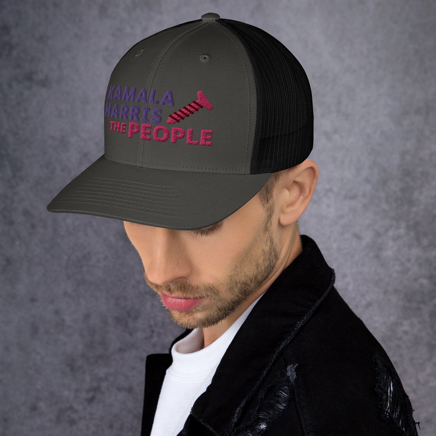 Kamala Harris "Screwing the People" Yupoong Retro Trucker Hat
