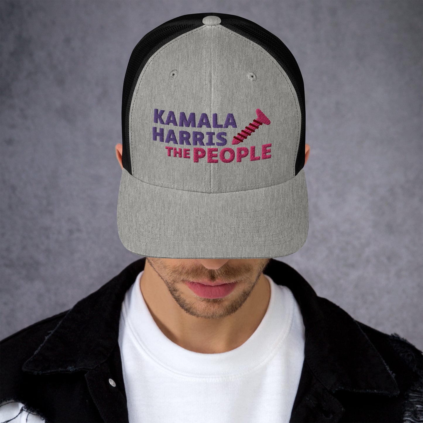 Kamala Harris "Screwing the People" Yupoong Retro Trucker Hat