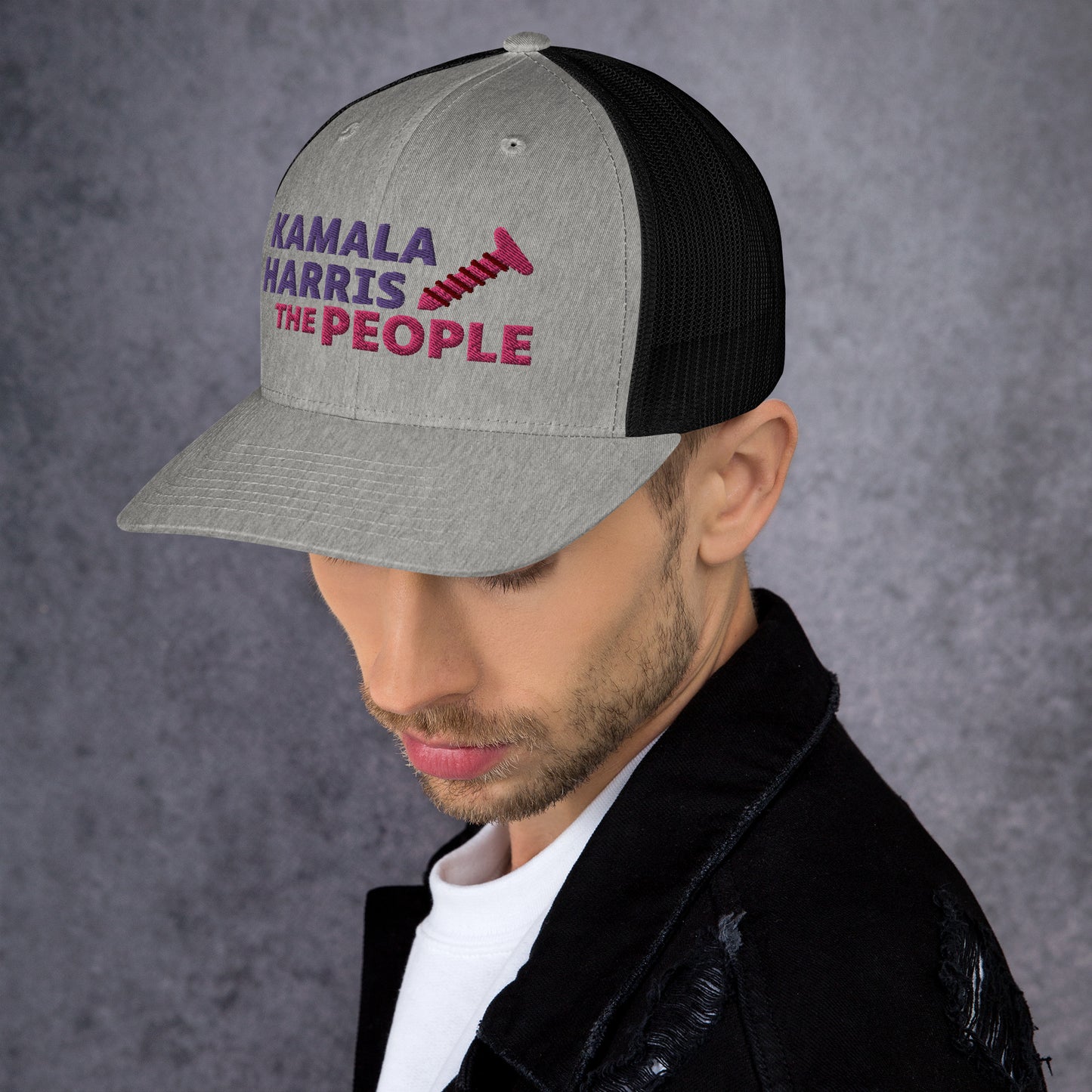 Kamala Harris "Screwing the People" Yupoong Retro Trucker Hat