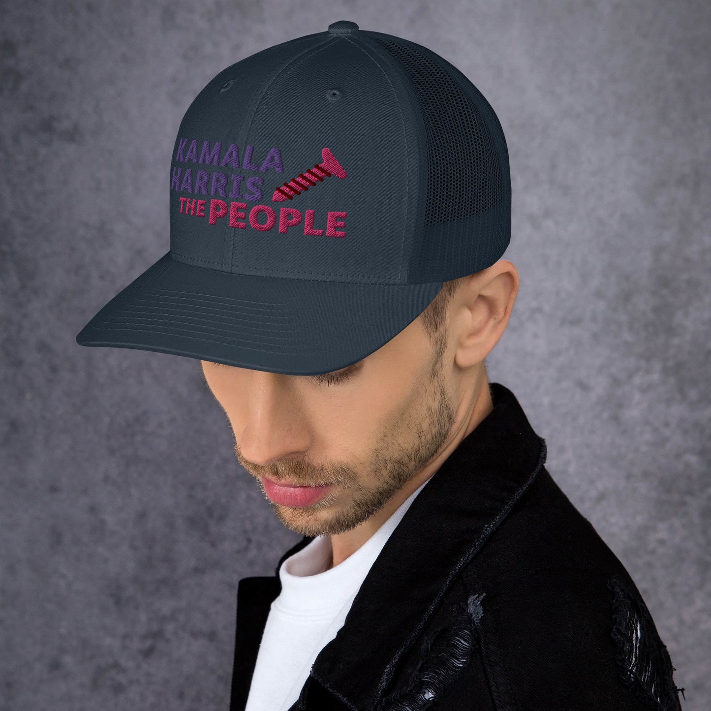 Kamala Harris "Screwing the People" Yupoong Retro Trucker Hat