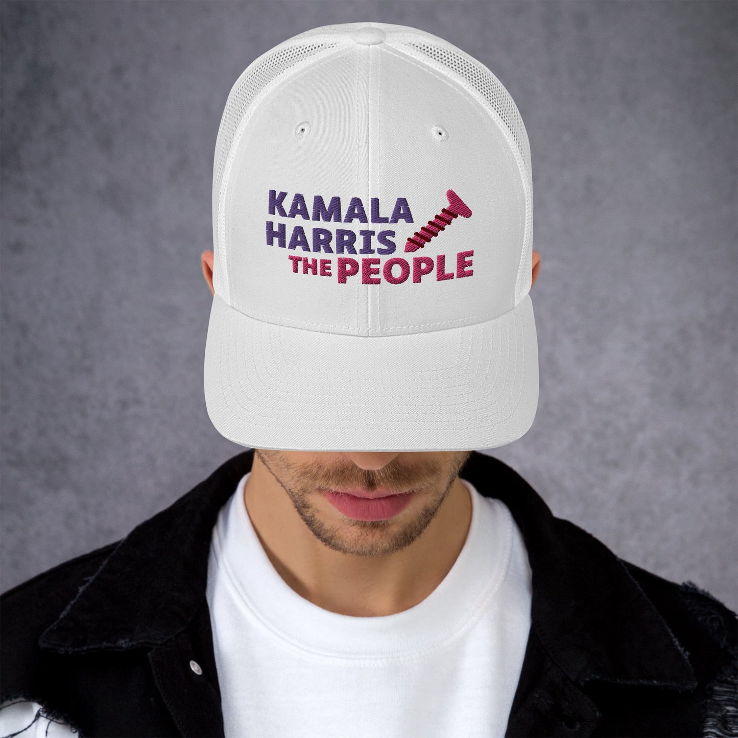 Kamala Harris "Screwing the People" Yupoong Retro Trucker Hat