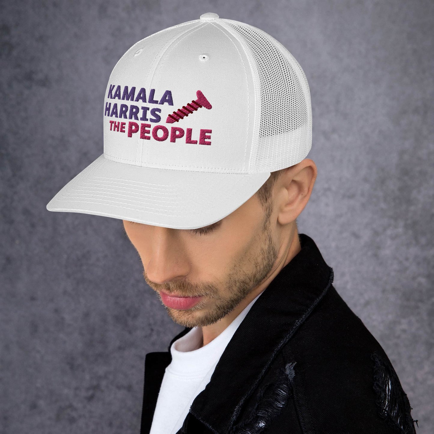 Kamala Harris "Screwing the People" Yupoong Retro Trucker Hat