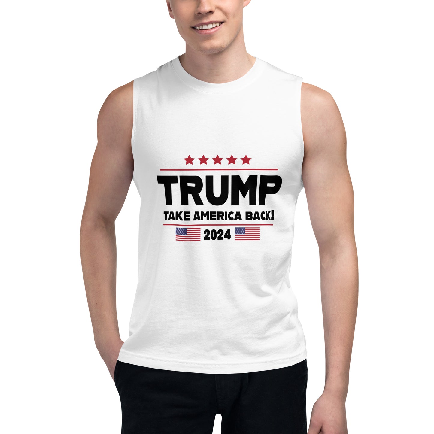 Trump Take America Back White Bella+Canvas Muscle Shirt