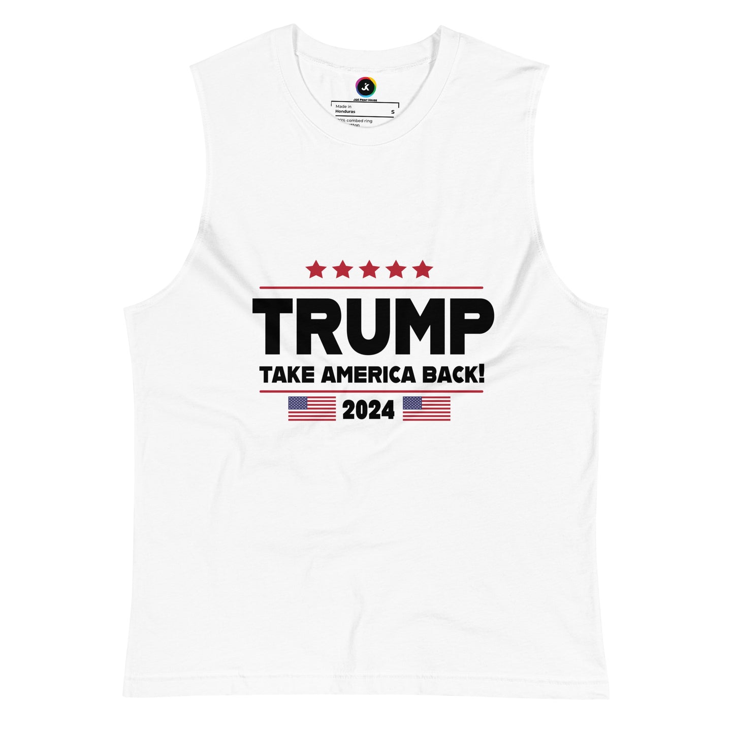 Trump Take America Back White Bella+Canvas Muscle Shirt