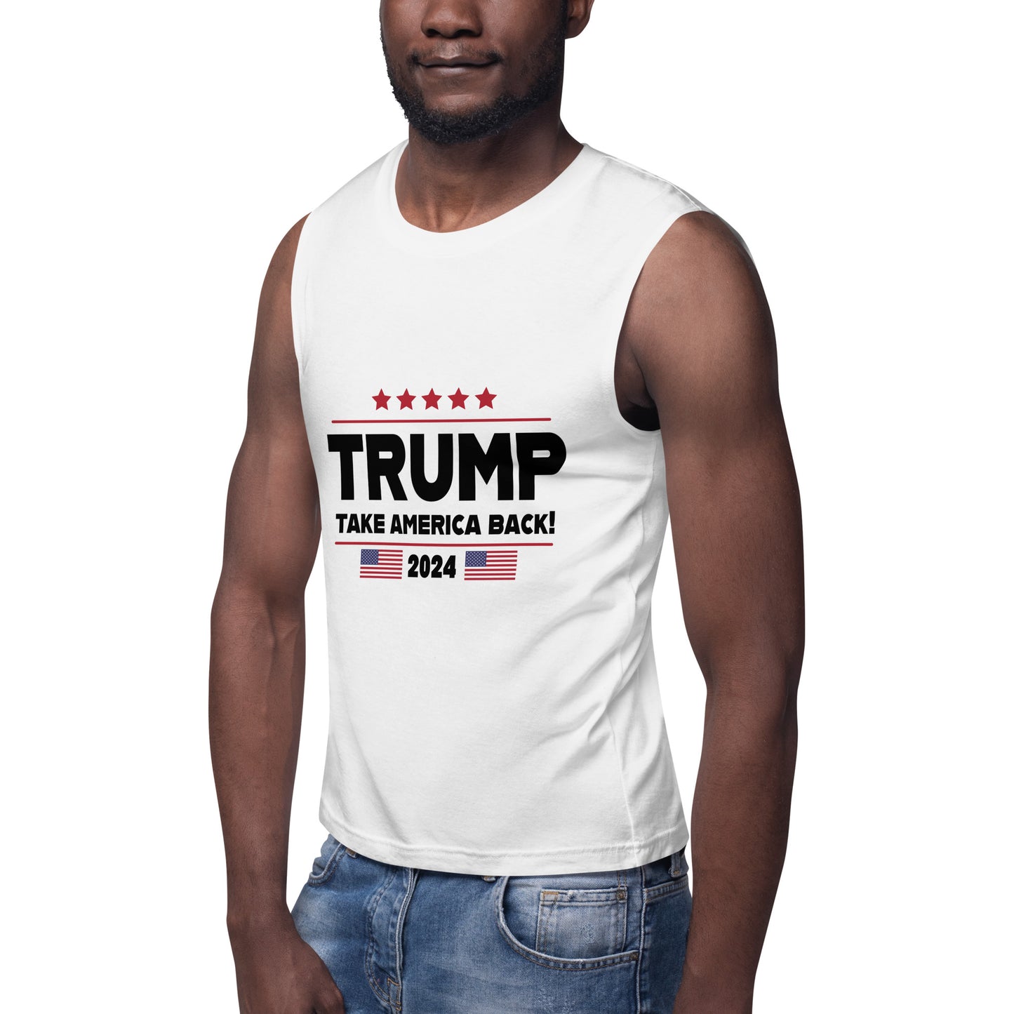 Trump Take America Back White Bella+Canvas Muscle Shirt