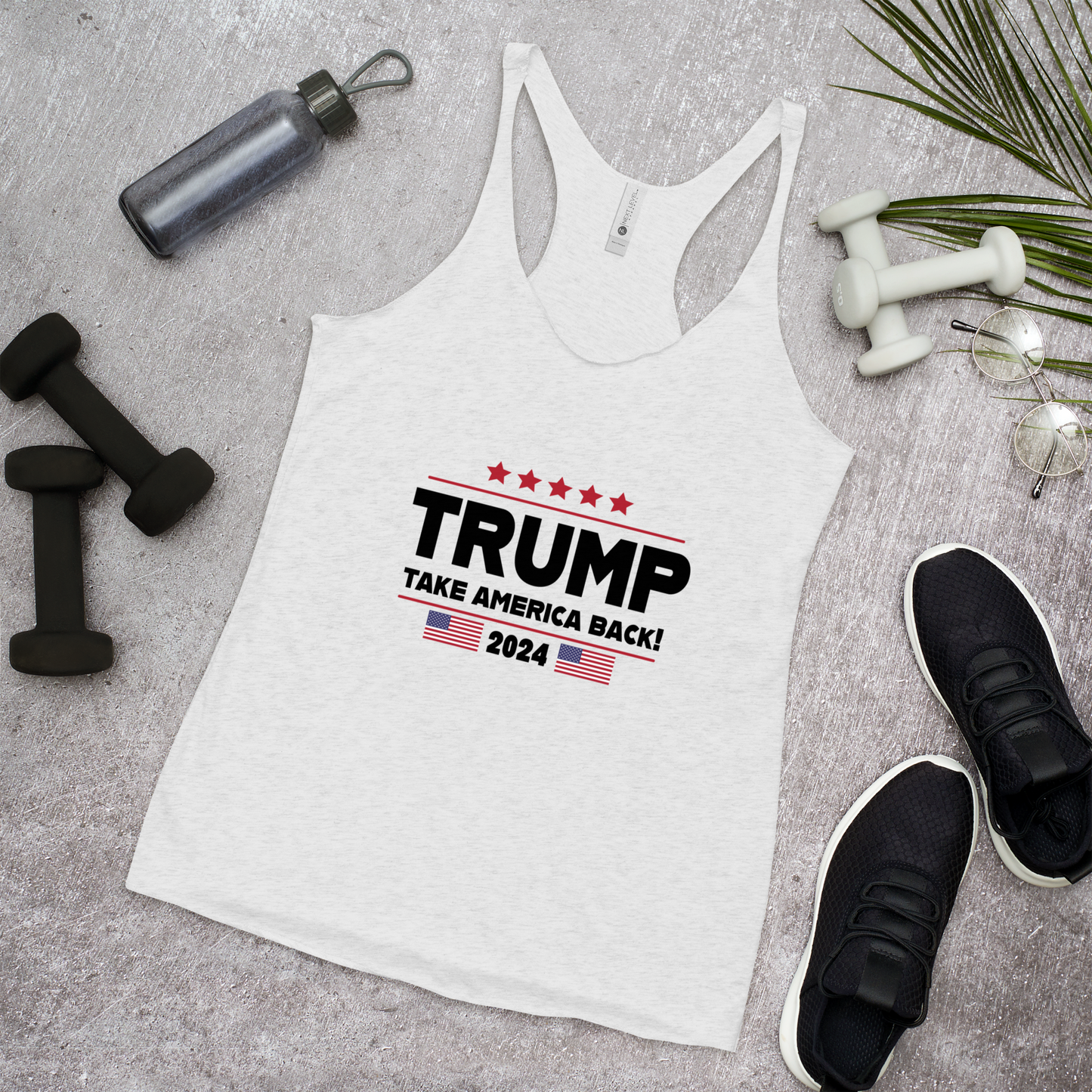 Trump Take America Back Women's White Racerback Tank
