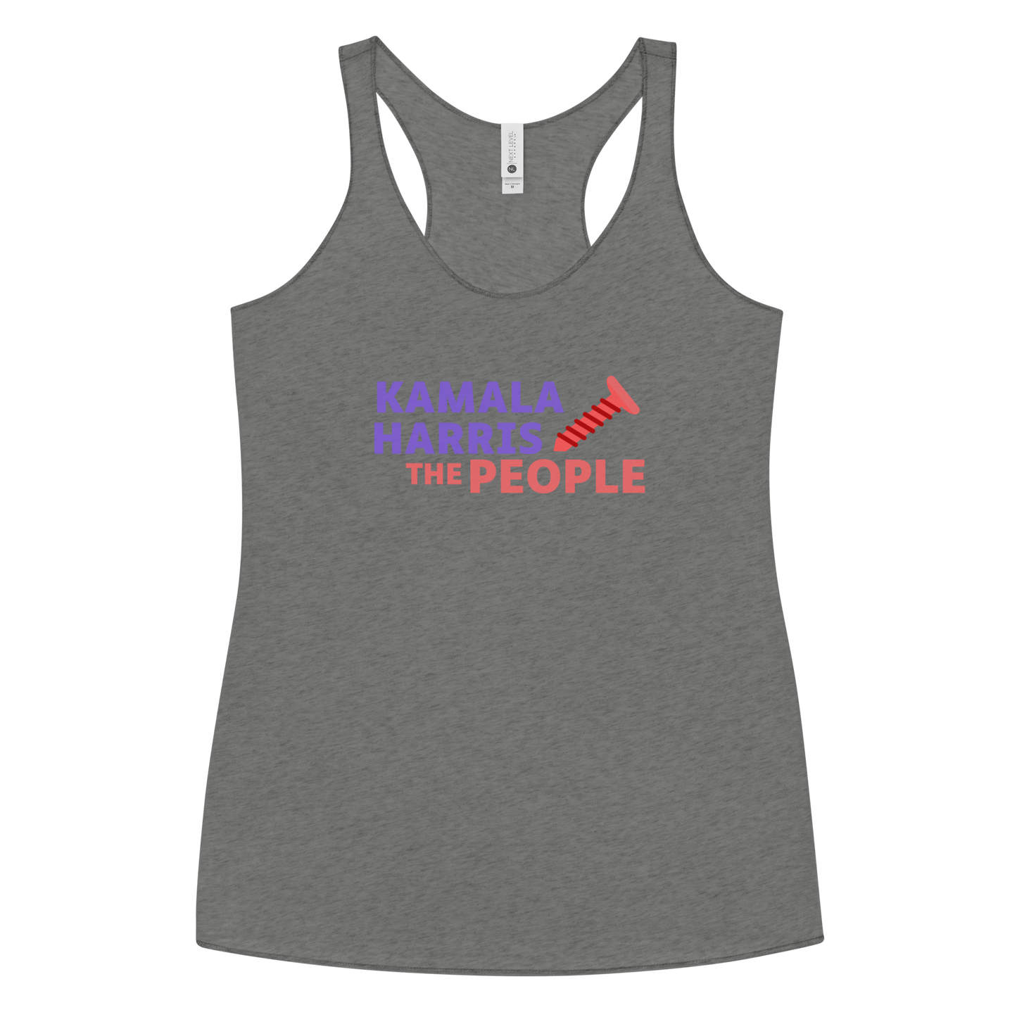 Kamala Harris "Screwing the People" Dark Next Level Racerback Tank