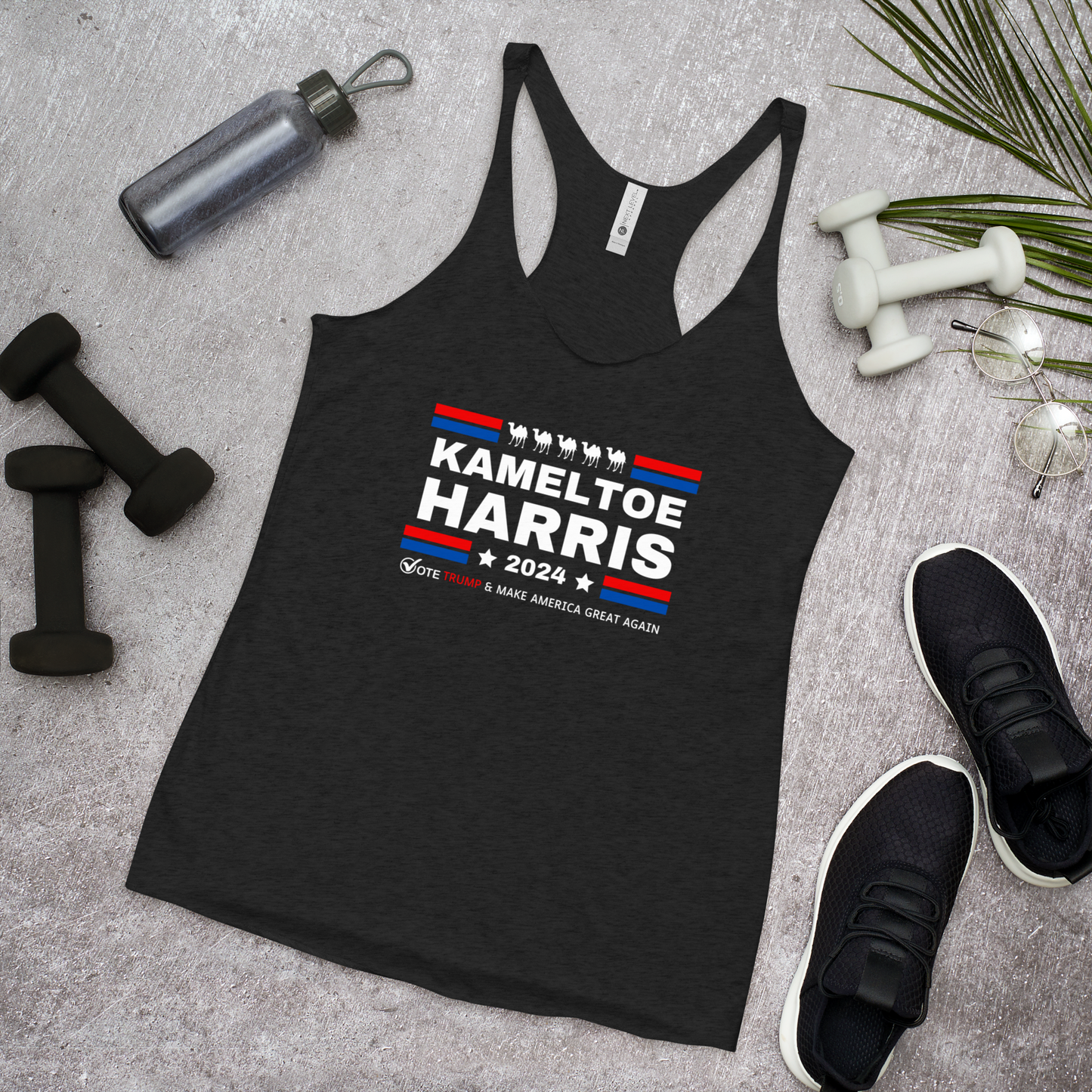 Kameltoe Harris 2024  - Vote Trump - Next Level Women's Racerback Tank