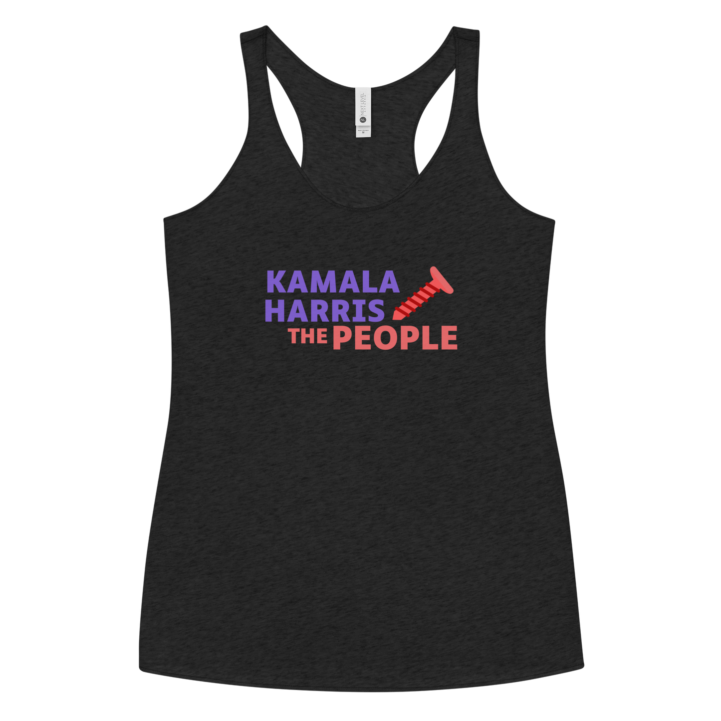 Kamala Harris "Screwing the People" Dark Next Level Racerback Tank