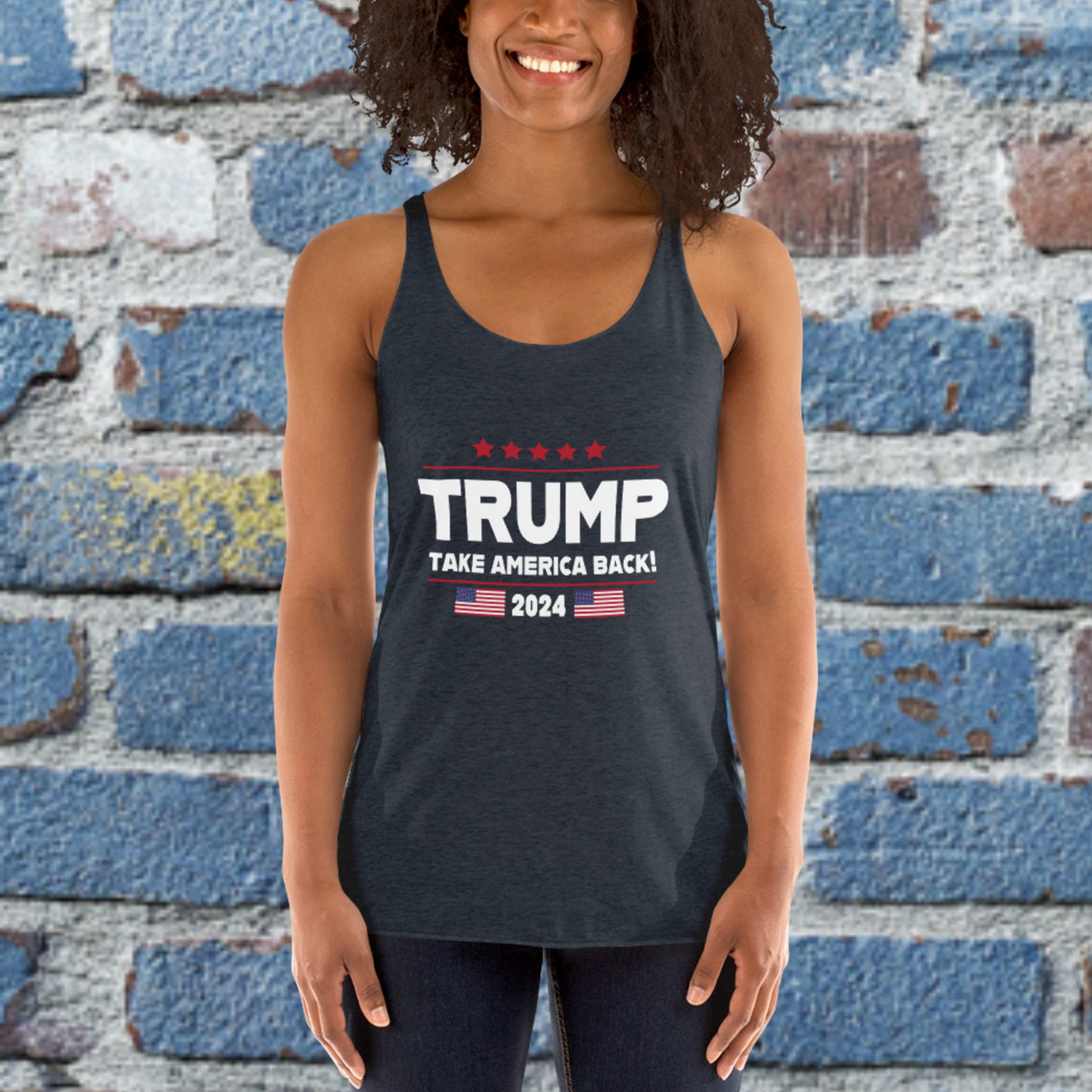 Trump Take America Back Women's Dark Racerback Tank