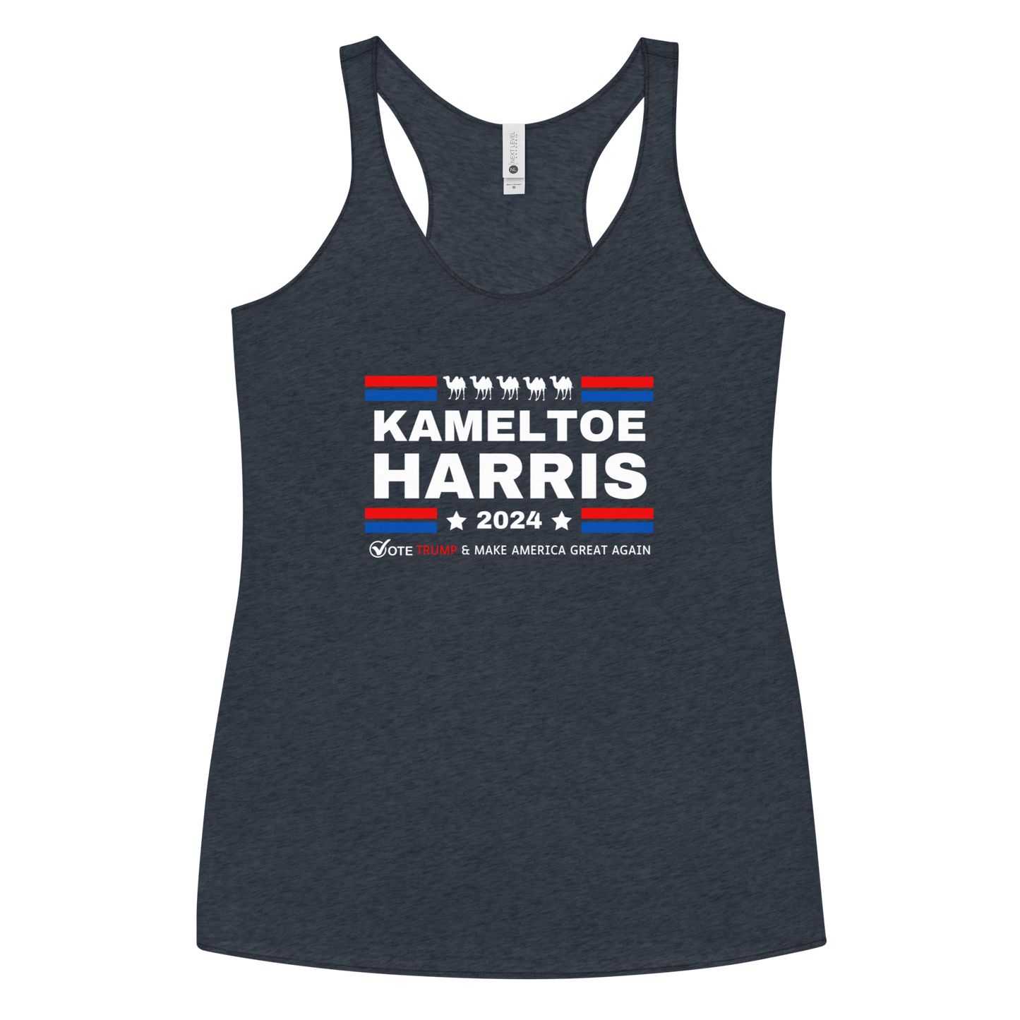 Kameltoe Harris 2024  - Vote Trump - Next Level Women's Racerback Tank