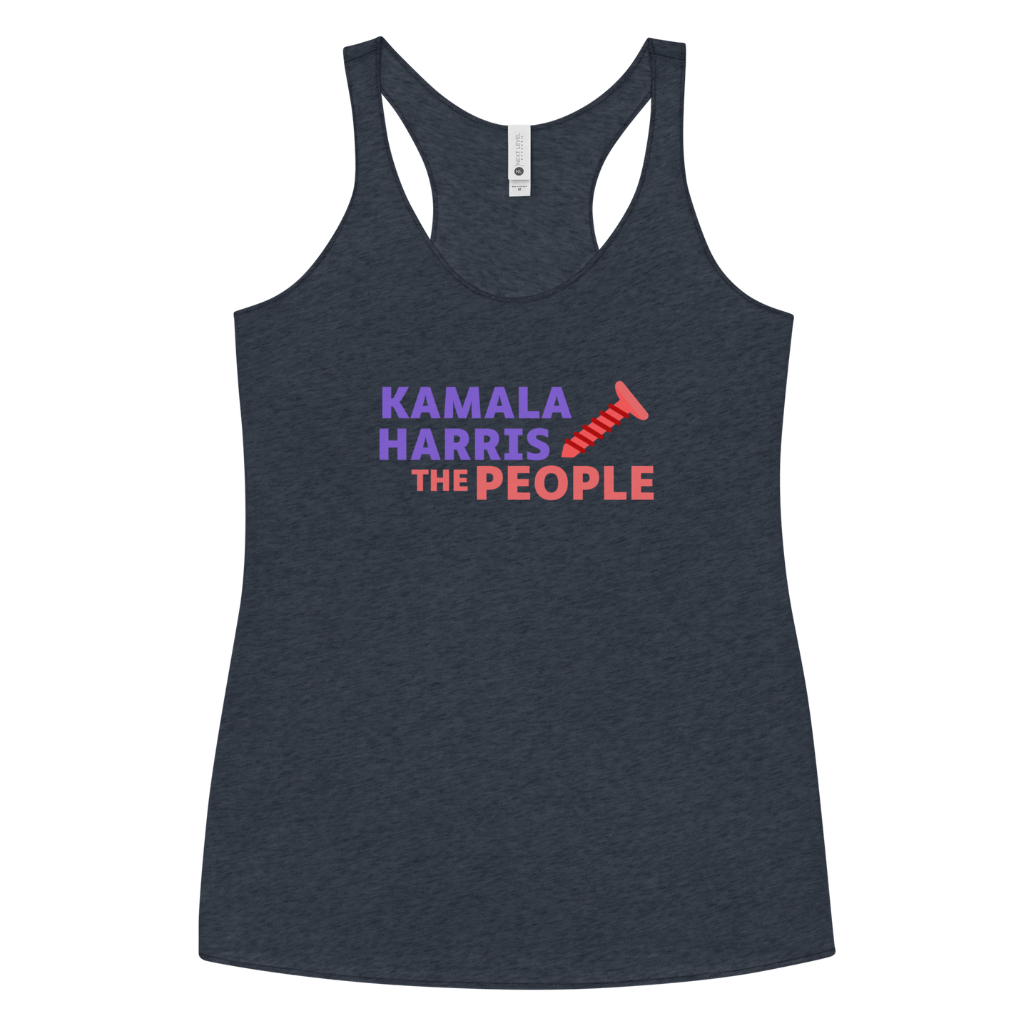 Kamala Harris "Screwing the People" Dark Next Level Racerback Tank