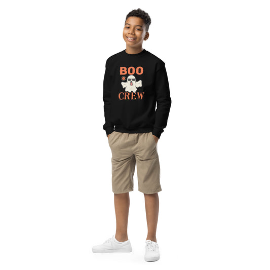Boo Crew Black Youth Halloween Sweatshirt