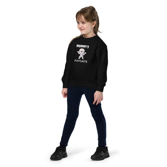 Mummy's Favorite Halloween Black Youth Crew Neck Sweatshirt