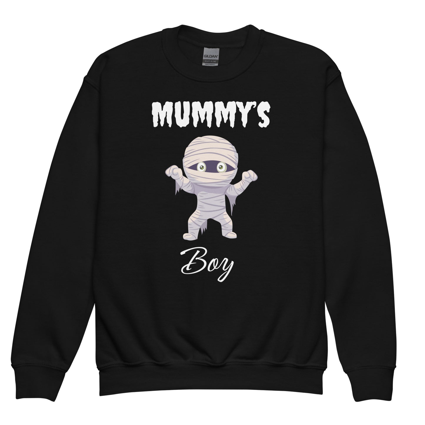 Mummy's Boy Black Halloween Youth Crew Neck Sweatshirt