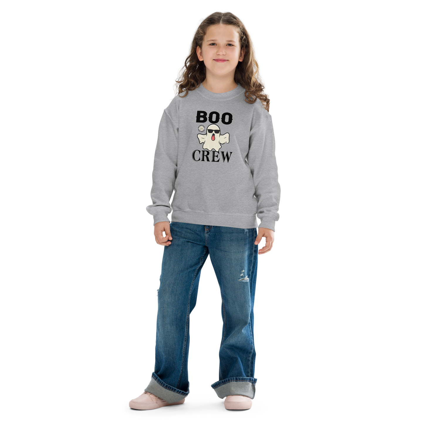 Boo Crew Light Youth Halloween Sweatshirt